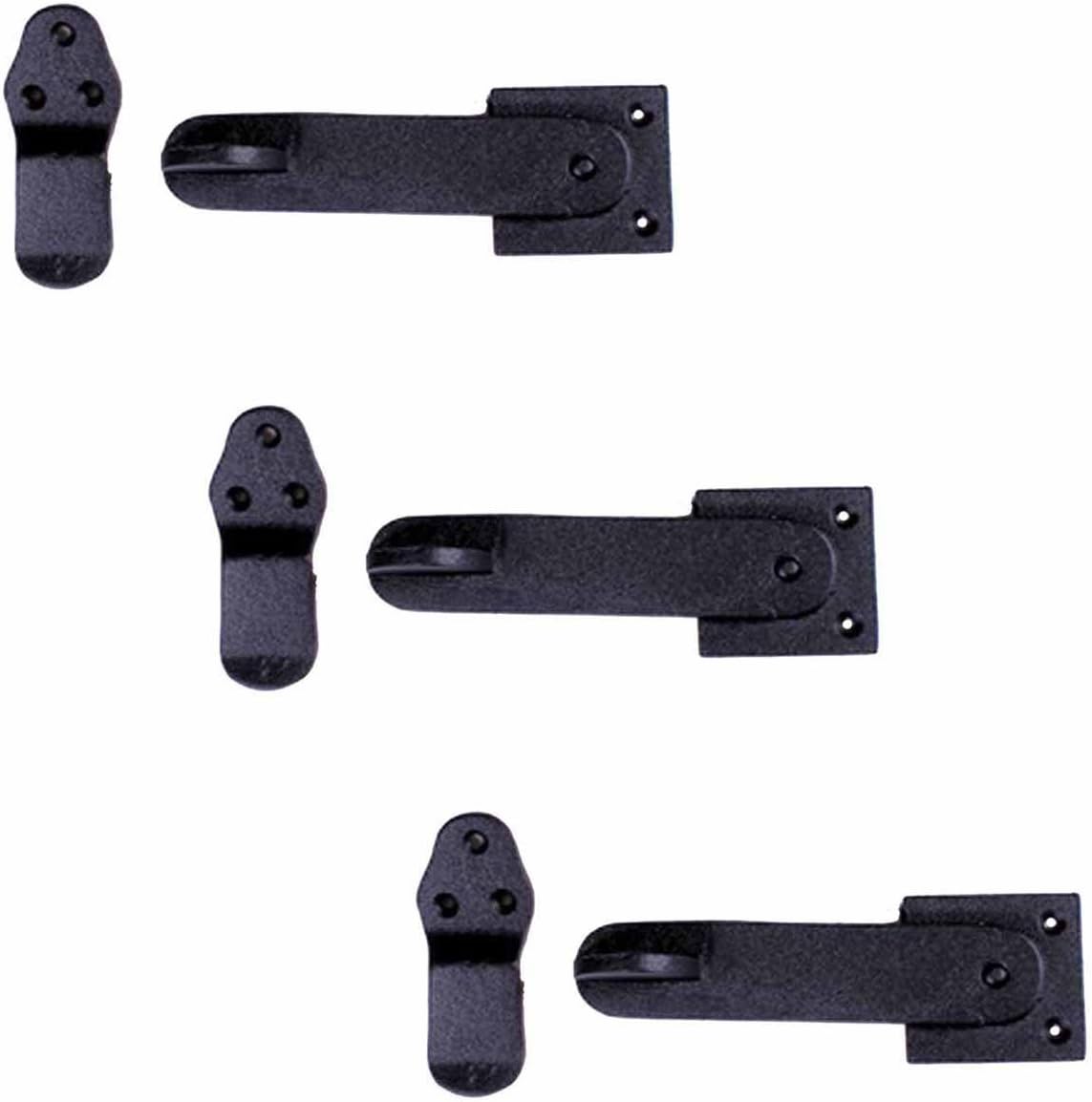 Renovators Supply Manufacturing Black Wrought Iron Gate Flip Latch 5.75" L Antique Medium to Light Duty Two Sided Flip Locks Rust Resistant Powder Coated Barn Door Latches with Hardware Pack of 3