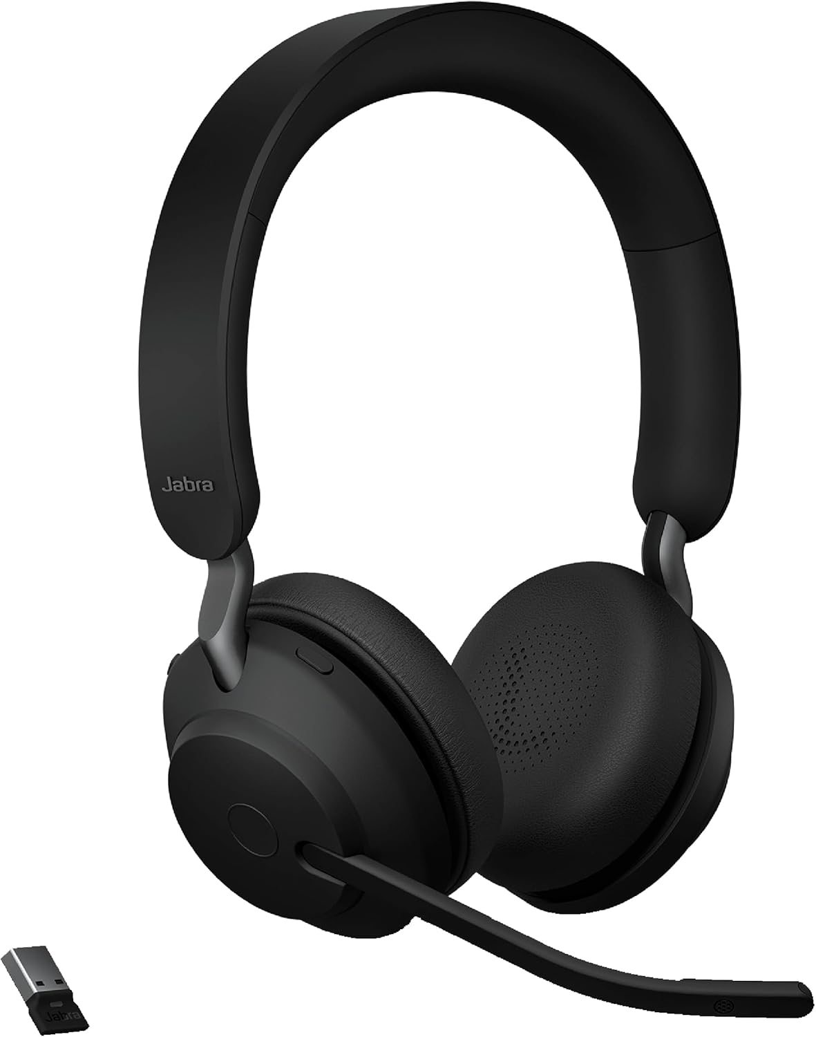 Jabra Evolve2 65 UC Wireless Headphones with Link380a, Stereo, Black – Wireless Bluetooth Headset for Calls and Music, 37 Hours of Battery Life, Passive Noise Cancelling Headphones