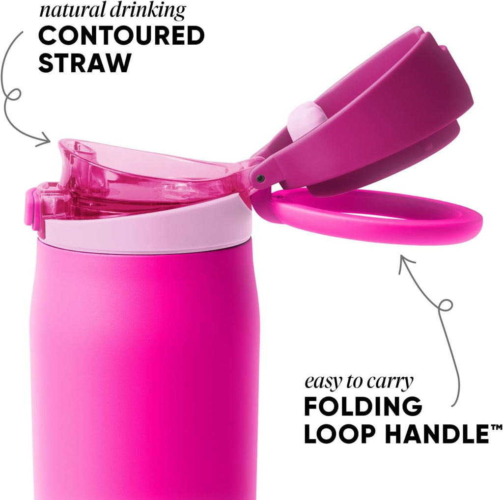 Simple Modern Mesa Loop Water Bottle with Covered Straw and Handle | 24oz Cup Holder Friendly Insulated Stainless Steel Bottles for Travel, Sports and School | Raspberry Vibes