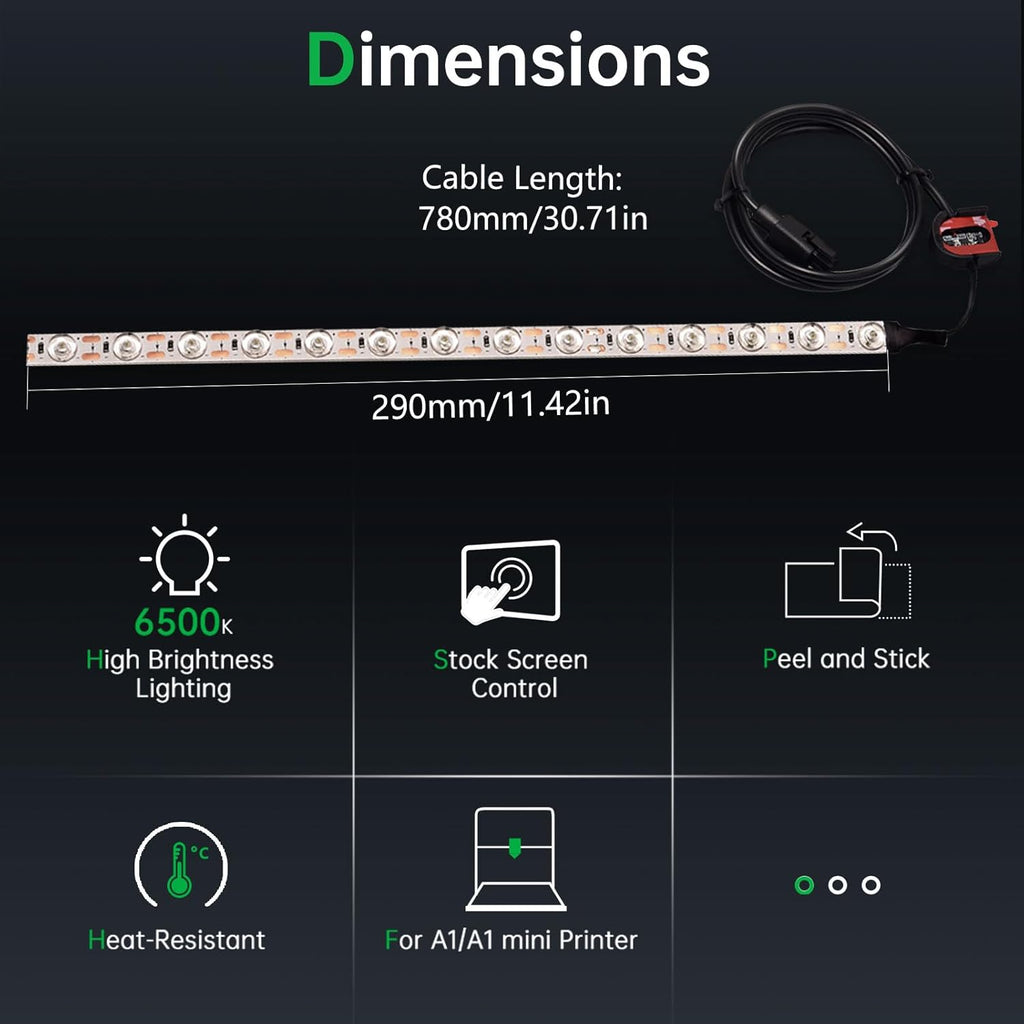 BIQU Panda Lux Compatible with Bambu-Lab A1 LED Light Strip Easy Installation High Brightness Light Bar