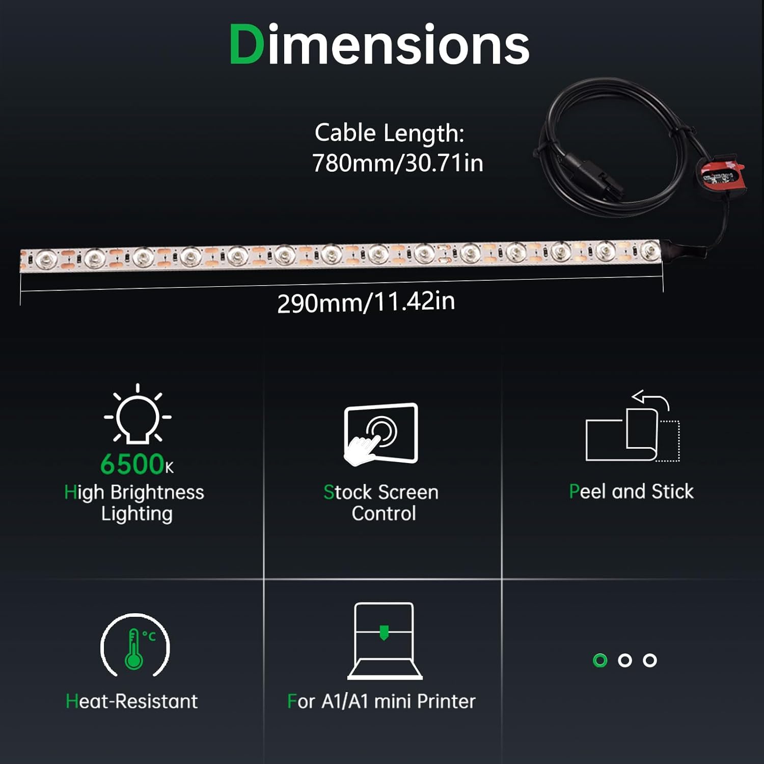 BIQU Panda Lux Compatible with Bambu-Lab A1 LED Light Strip Easy Installation High Brightness Light Bar