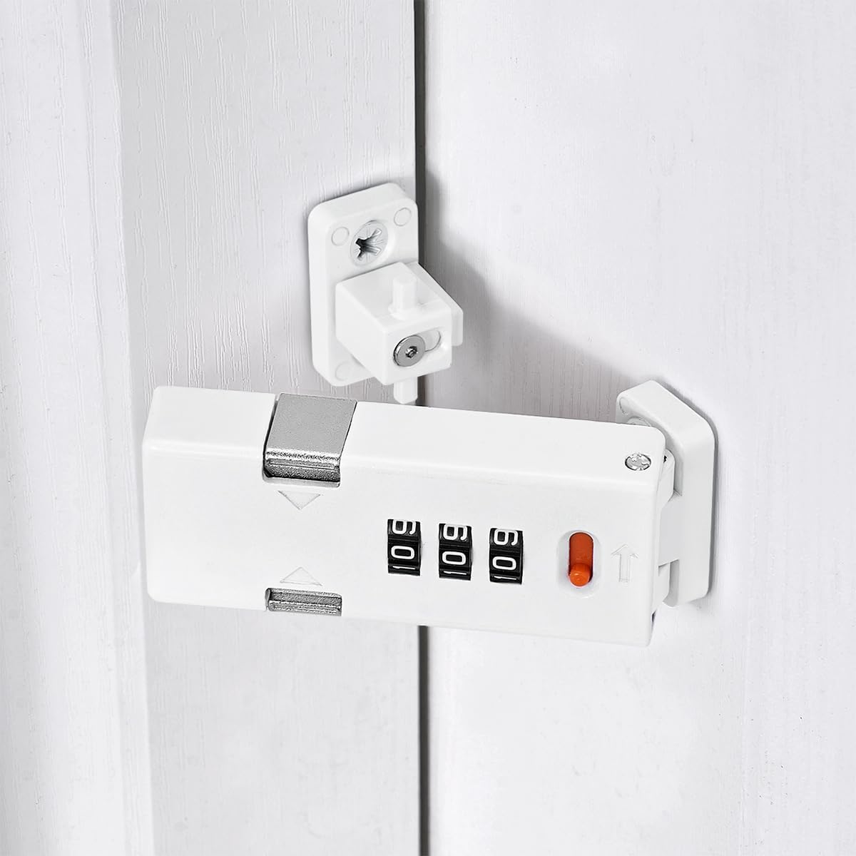 Cabinet Lock，Barn Door Latches,3-Digit Combination Security Locks,Combination Security Lock,for Office File Cabinet,Drawers,Locker,Small Door,Cupboard (1, White_90 Degree)