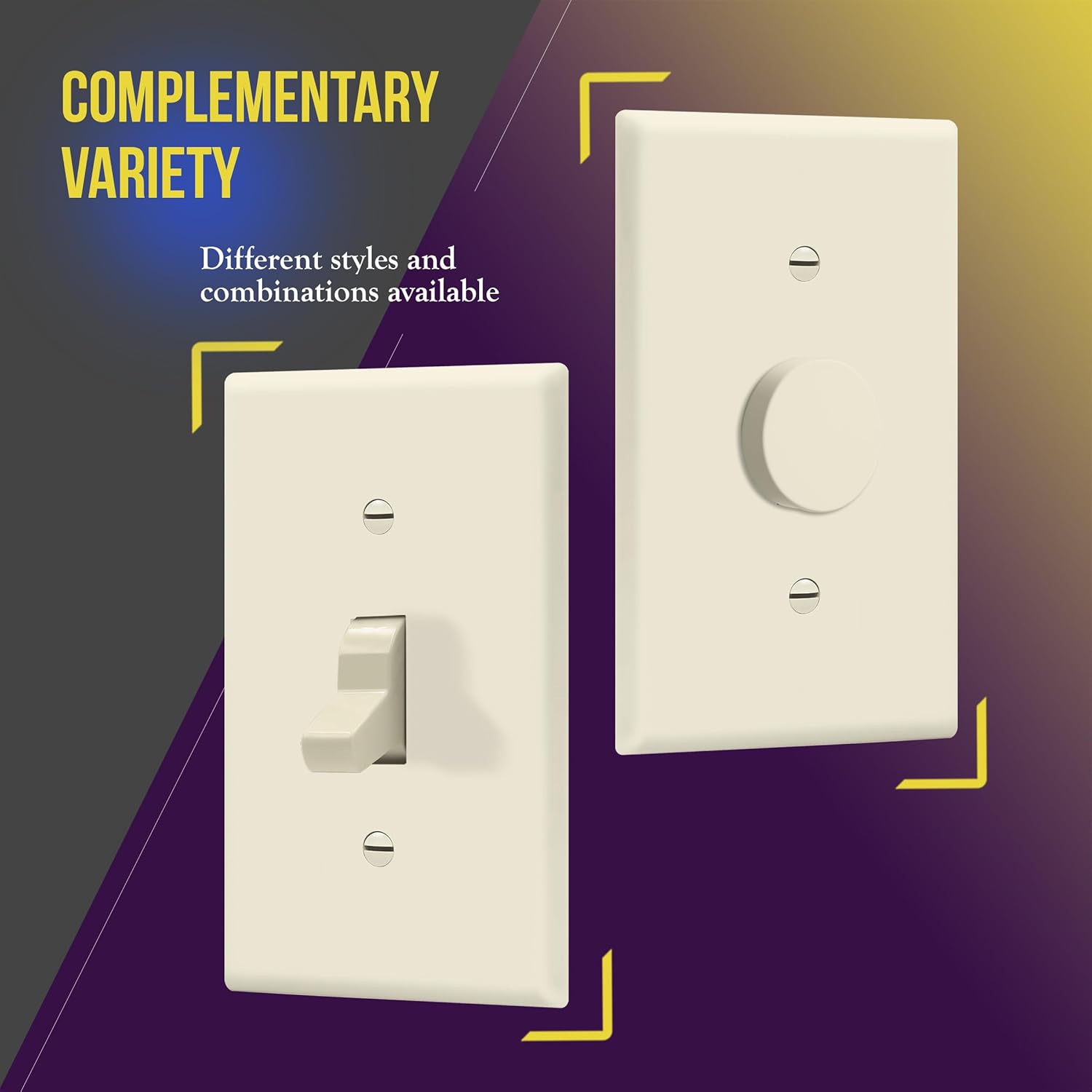 ENERLITES Toggle Light Switch Wall Plate, Standard Size 1-Gang 4.50" x 2.76", Unbreakable Polycarbonate Thermoplastic, UL Listed, 8811-LA-10PCS, Light Almond, 10 pack