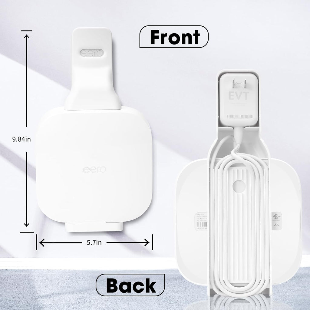 Wall Mount Holder for eero Pro 6E/Pro 6, Wi-Fi Router Wall Mount Shelf Screwless Snap-On Bracket with Cable Management&Heat Dissipation, Easy Installation, Space-Saving Design for Home/Office Networks