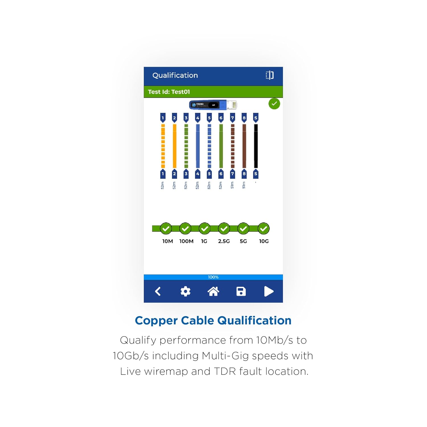 TREND Networks | SignalTEK QT | Upto 10G Copper Qualification Tester | Live Wiremap & TDR Fault Location | Wi-Fi Access Point Scan | Remote Access | Built-in PDF Reporting | R166002