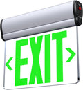Led Edge-Lit Exit Sign ,Brushed Aluminum Housing Single-Sided Clear Rotating Acrylic Panel,Hardwired Emergency Exit Signs with Battery Backup, 120V-347VAC,Green Led Emergency Exit Light for Business , UL Listed,Top/Side/Wall Mount(1 Pack)
