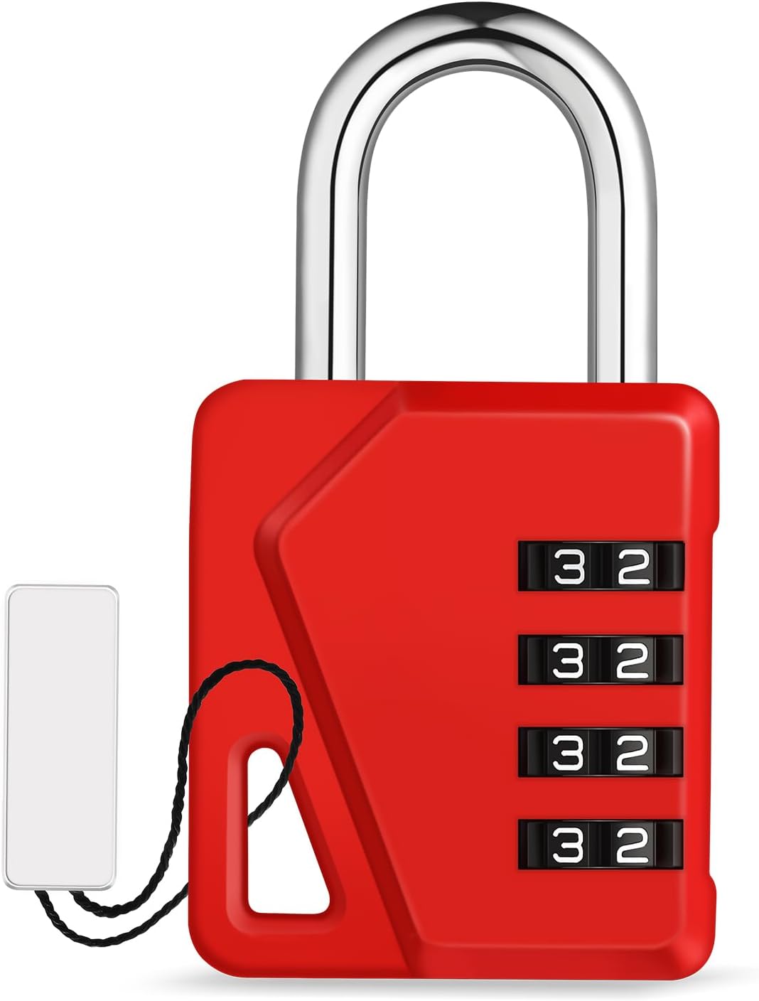 ZHEGE Small Locker Lock Gym, 4 Digit Combo Lock with DIY Name Tag, White Number Padlock for School, Toolbox, Cabinet, Fence, Shed, Easy to Read (Red, 1 Pack)