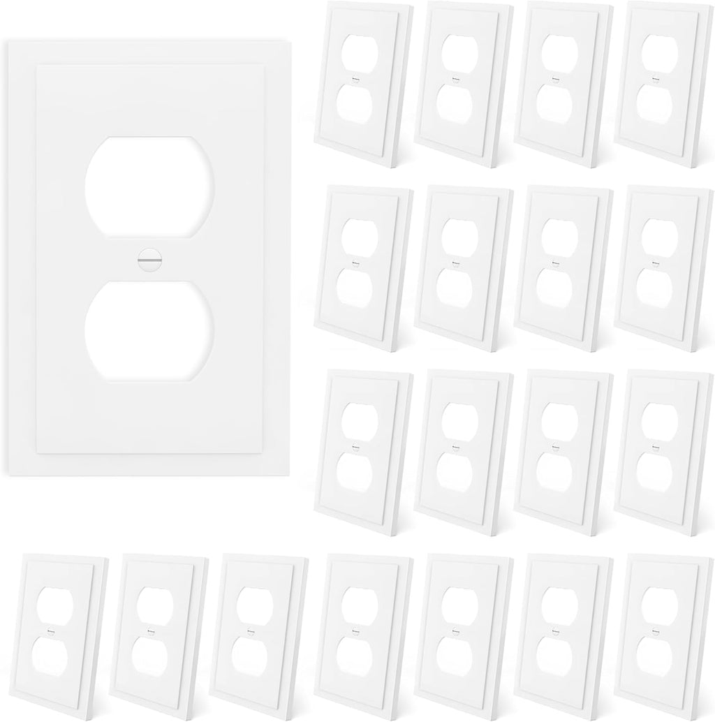 Outlet Covers Wall Plate Electrical Outlet Cover Plates Dual Receptacle Outlet Faceplate for Light Switches, Smart Switch, GFCI, Dimmers, Receptacle, USB Outlet (20 Pack, 1-Gang 4.88X3.18 Inch)