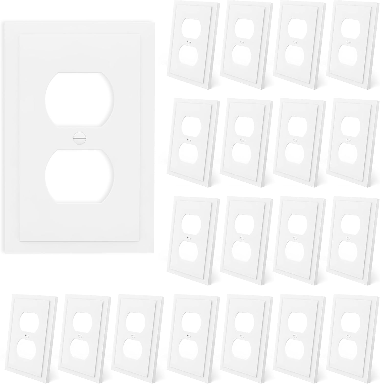 Outlet Covers Wall Plate Electrical Outlet Cover Plates Dual Receptacle Outlet Faceplate for Light Switches, Smart Switch, GFCI, Dimmers, Receptacle, USB Outlet (20 Pack, 1-Gang 4.88X3.18 Inch)