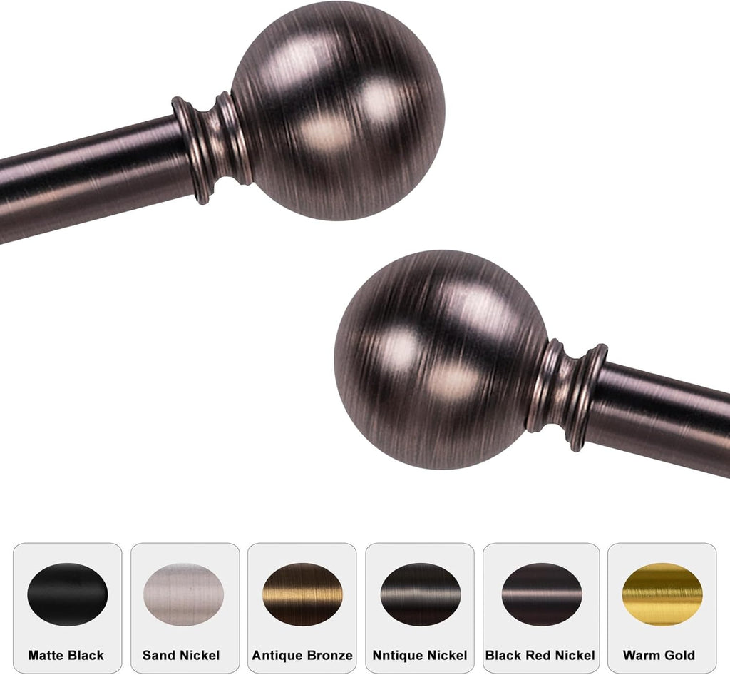 Curtain Rods for Windows 18 to 45 inches, 1 Inch Modern Metal Drapery Rods, Adjustable Heavy Duty Curtain Pole with Round Finials(18"-45"Dark Red)