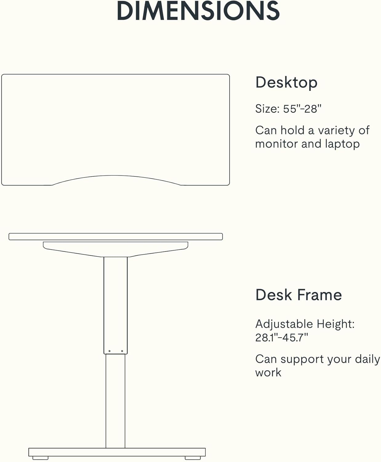 FLEXISPOT EN1 Bamboo Standing Desk, 55 x 28 Inches Whole-Piece Electric Adjustable Height Sit Stand Desk for Home Office (White Frame + Bamboo Curved Desktop, 2 Packages)
