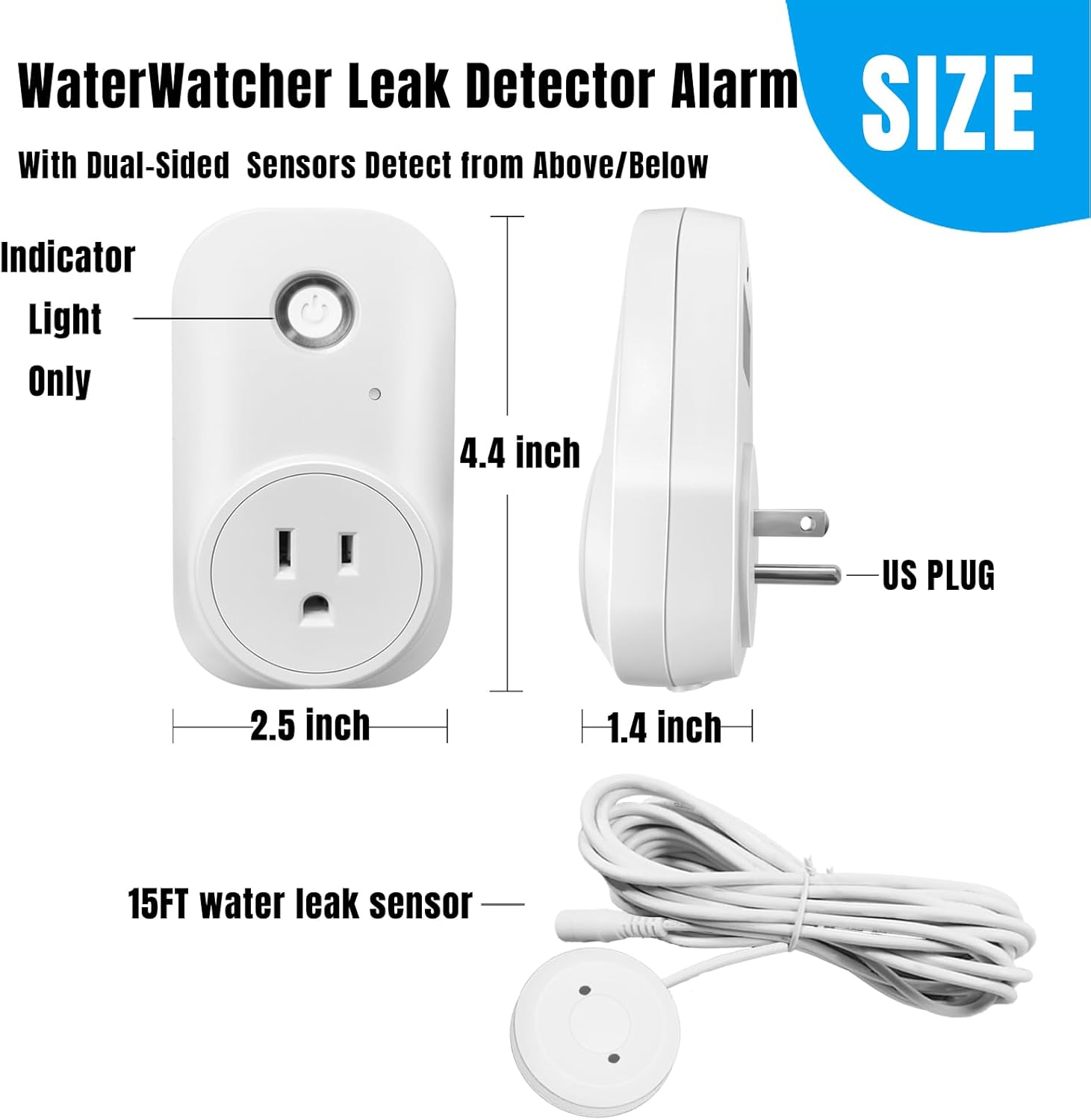 Smart Leak Detection Sensor - Water Leak Alarm with Real-Time Alerts for Home, Office & Basement Protection