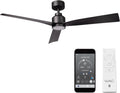 Clean Indoor/Outdoor 3-Blade Smart Compatible Ceiling Fan 52in Matte Black with 3000K LED Light Kit and Remote Control with Wall Cradle. Works with iOS/Android, Alexa, and Google Assistant.