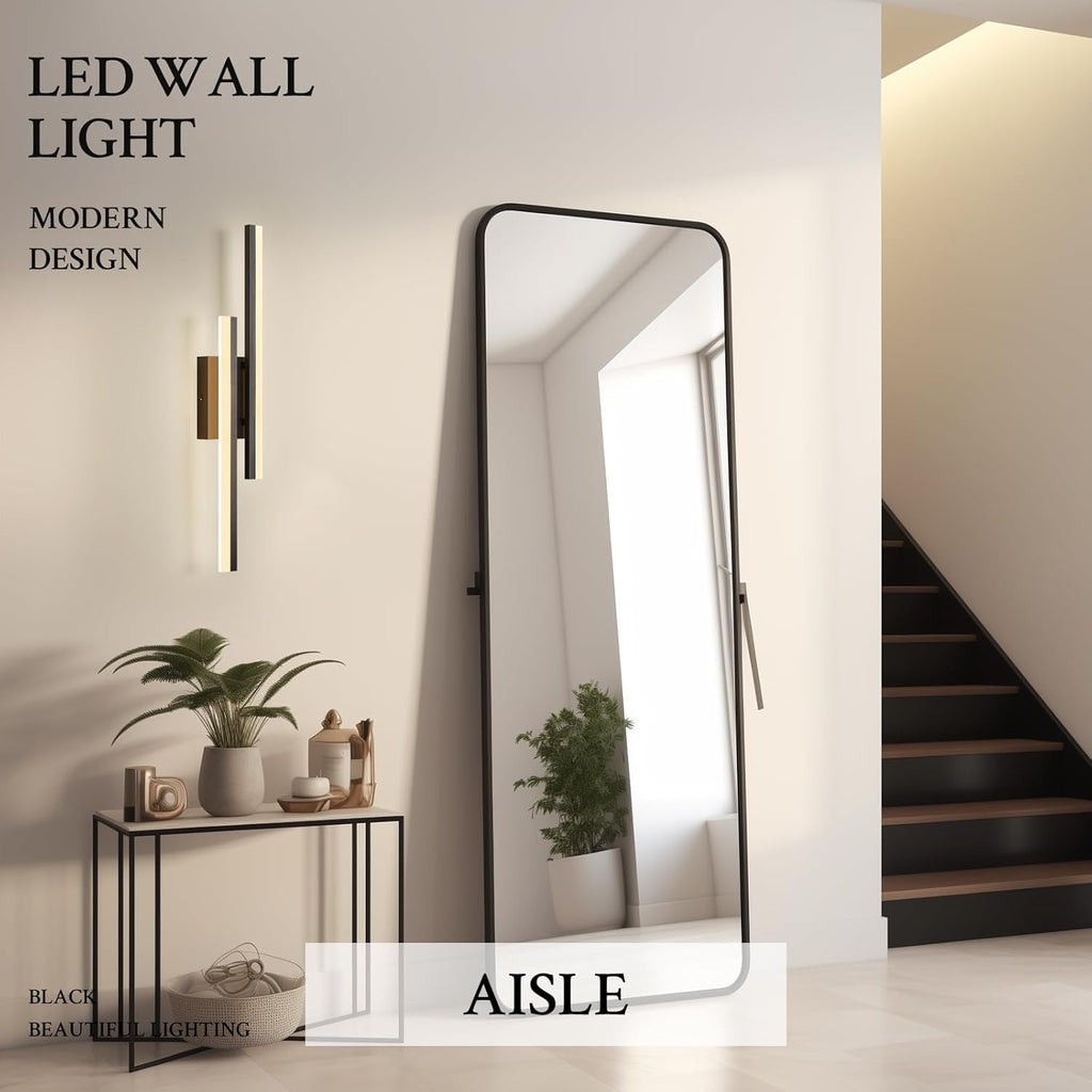 LED Wall Sconce Black Modern Remote Wall Light Fixtures for Living Room, Dimmable LED Vanity Light Indoor Remote Wall Sconce for Bedside Bedroom Bathroom Dining Room, 23.6inch 1 Pack