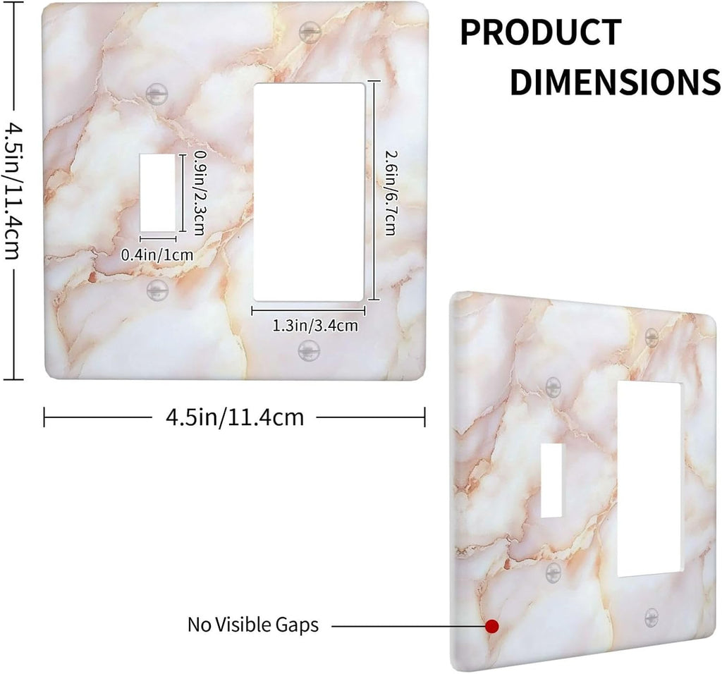 Outlet Covers Pink Jade Marble Granite 1 Toggle 1 Rocker Combination Decorative Wall Plate Electrical Switch Plates Light Switch Cover Plate For Bathroom Kitchen Decor