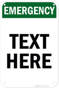 Custom Emergency Sign, OSHA Sign, 12x18 Inches, 55 mil thick HDPE (high density polyethylene), Made in USA by My Sign Center