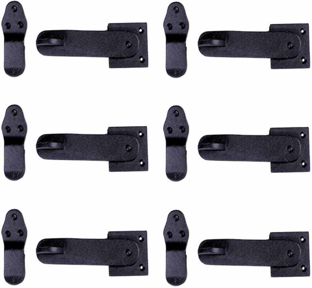Renovators Supply Manufacturing Black Wrought Iron Gate Flip Latch 5.75" L Antique Medium to Light Duty Two Sided Flip Locks Rust Resistant Powder Coated Barn Door Latches with Hardware Pack of 6