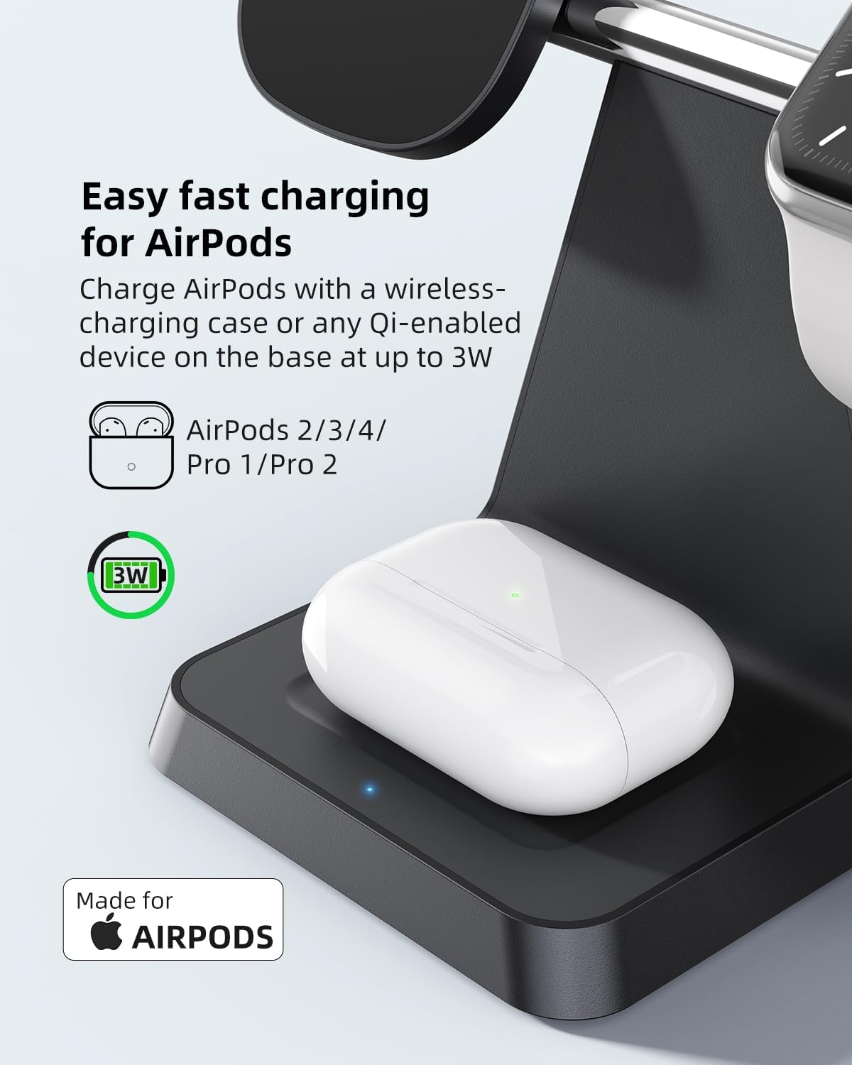 Charging Station for Multiple Devices Apple: 3 in 1 Magnetic Wireless Charger Stand for MagSafe-Compatible Nightstand Charging Dock for iPhone 17 16 15 14 13 12 Pro Max Plus Apple Watch Airpods