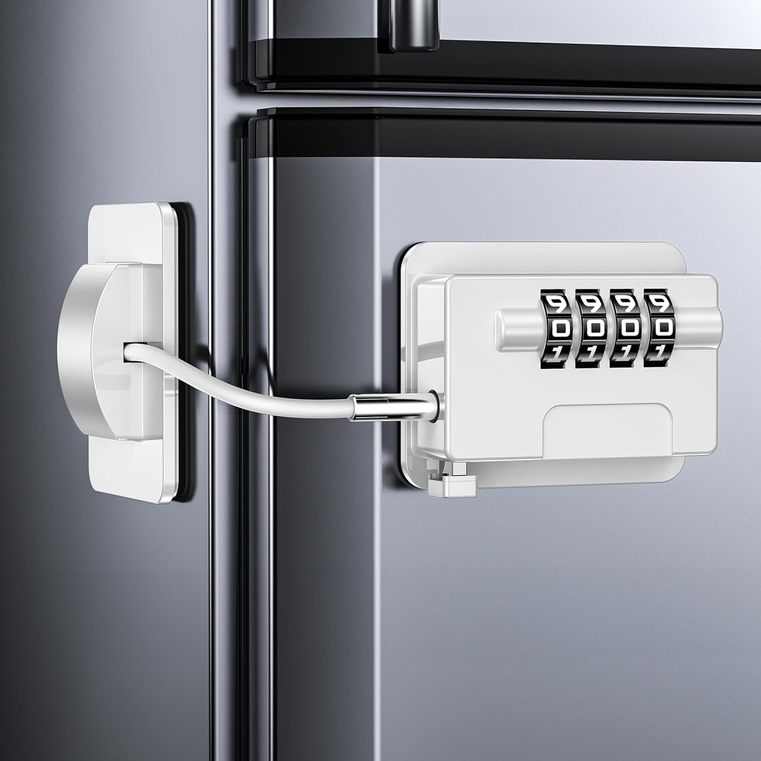 Child Proof Fridge Locks with 4 Code Password, Refrigerator Combination Latch for Kids, Toddlers and Adults, Baby Proofing Freezer Door Lock for Cabinets and Drawers, Oven, Windows (White-1Pack)