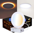 CycevSun Canless 6 Inch LED Recessed Lights with Night Light 16 Pack, Ultra Thin Wafer Downlight Indoor Exterior Soffit, Dimmable & 5 Color Selectable,12W, 120V, ETL Listed