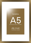 Homeforia A5 Picture Frame Bronze, High End Metal 5.8 x 8.3 Frame Matted to 4.1 x 5.8 Photo, A5 Frame with Mat A6 Art, 5.8x8.3 Poster Frames, 8.3x5.8 Display Frames, Tempered Glass, Wall Kit, Set of 1