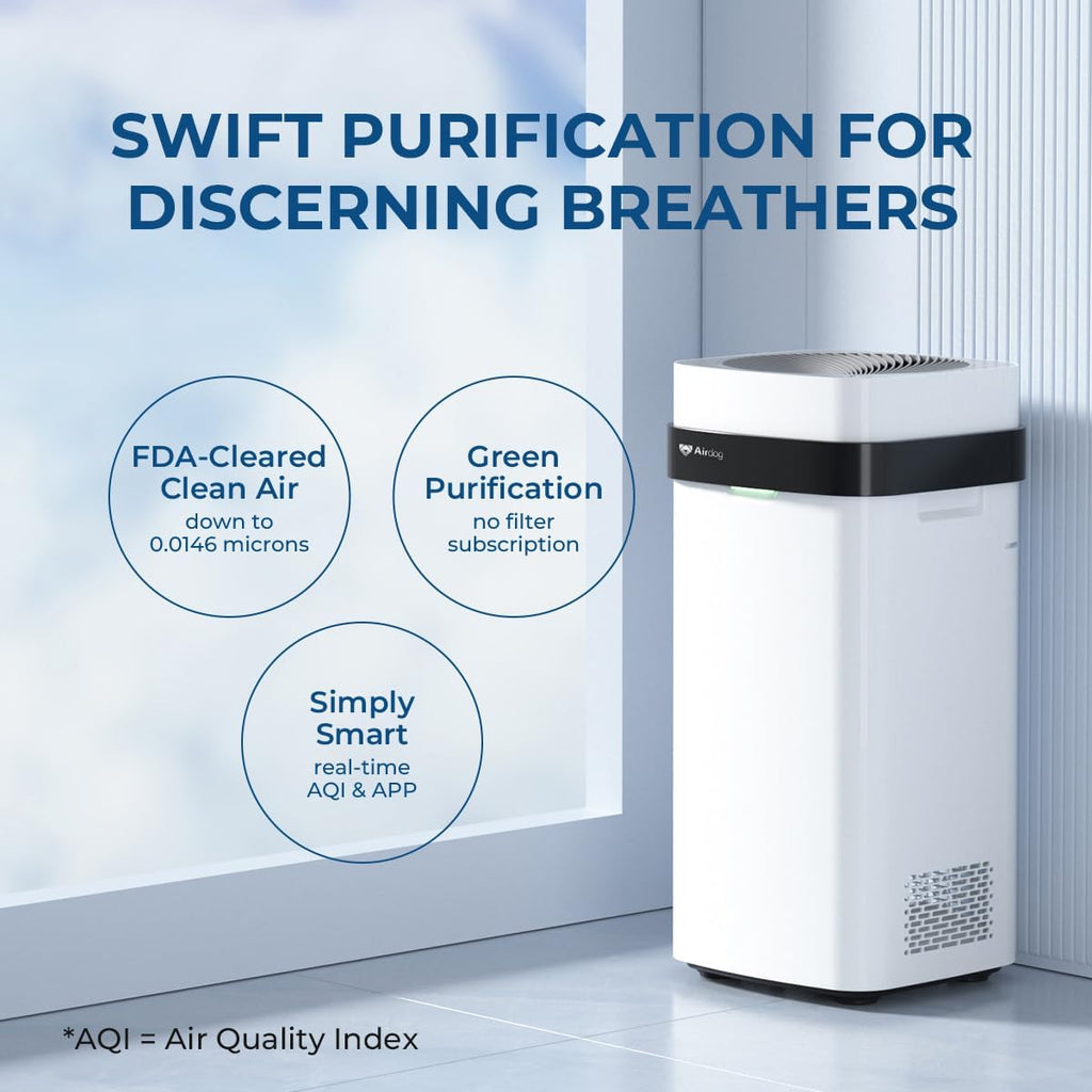 Airdog X5 Air Purifier for Home Large Room with Washable filter, TPA Technology Covers up to 1614 Ft²,Remove Pet Hair, Allergies, Dust, Smoke, Odor, Whisper Quiet with Air Quality Monitor