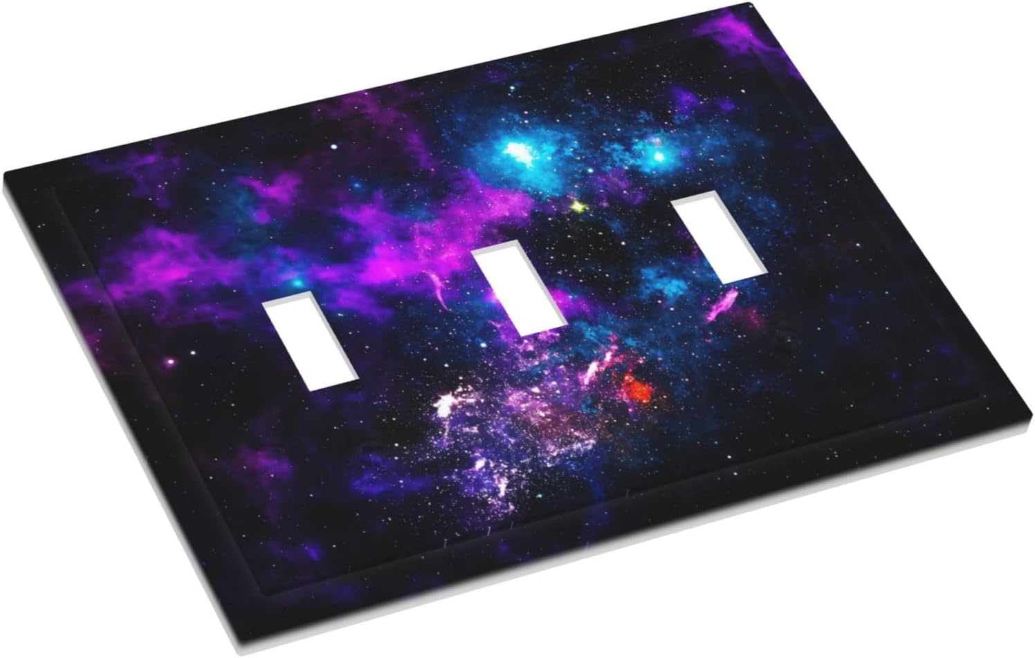 Outer Space Colorful Starry Sky Galaxy Planet Decorative Switch Plates 3 Gang Wall Plate Triple Toggle Light Switch Cover Faceplate Electrical Wall Panels for Bed Room Living Room Decor
