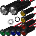 10pcs LED Plastic Indicator Pilot Light AC/DC 12-24V Mounting Hole Size 6mm(Red/Orange/Blue/Green/White)