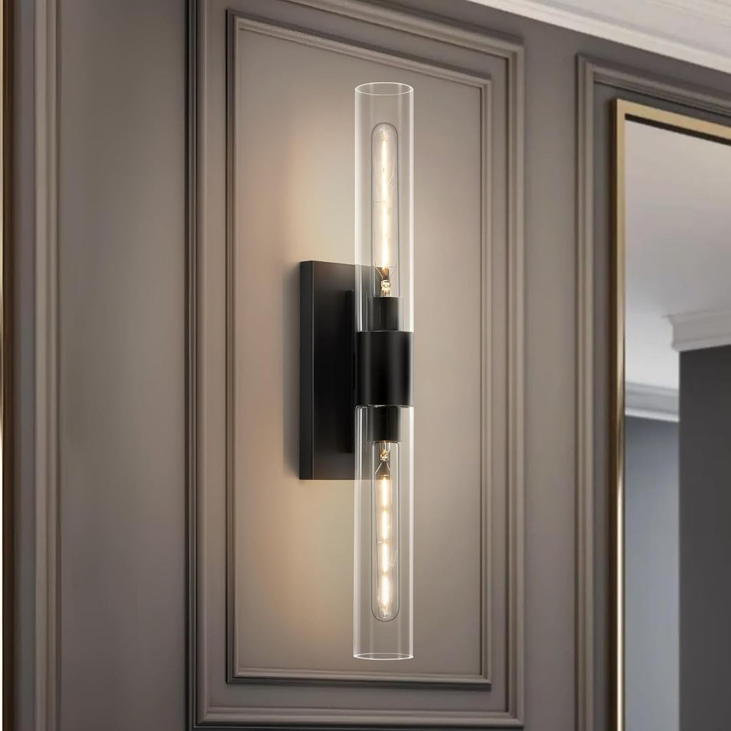 24.8" L Wall Sconces 2-Lights Black Wall Lights Fixtures Morden Cylinder Wall Light for Bathroom Vanity Light Indoor Wall Mounted Lamps for Living Room,Bedroom,Hallway