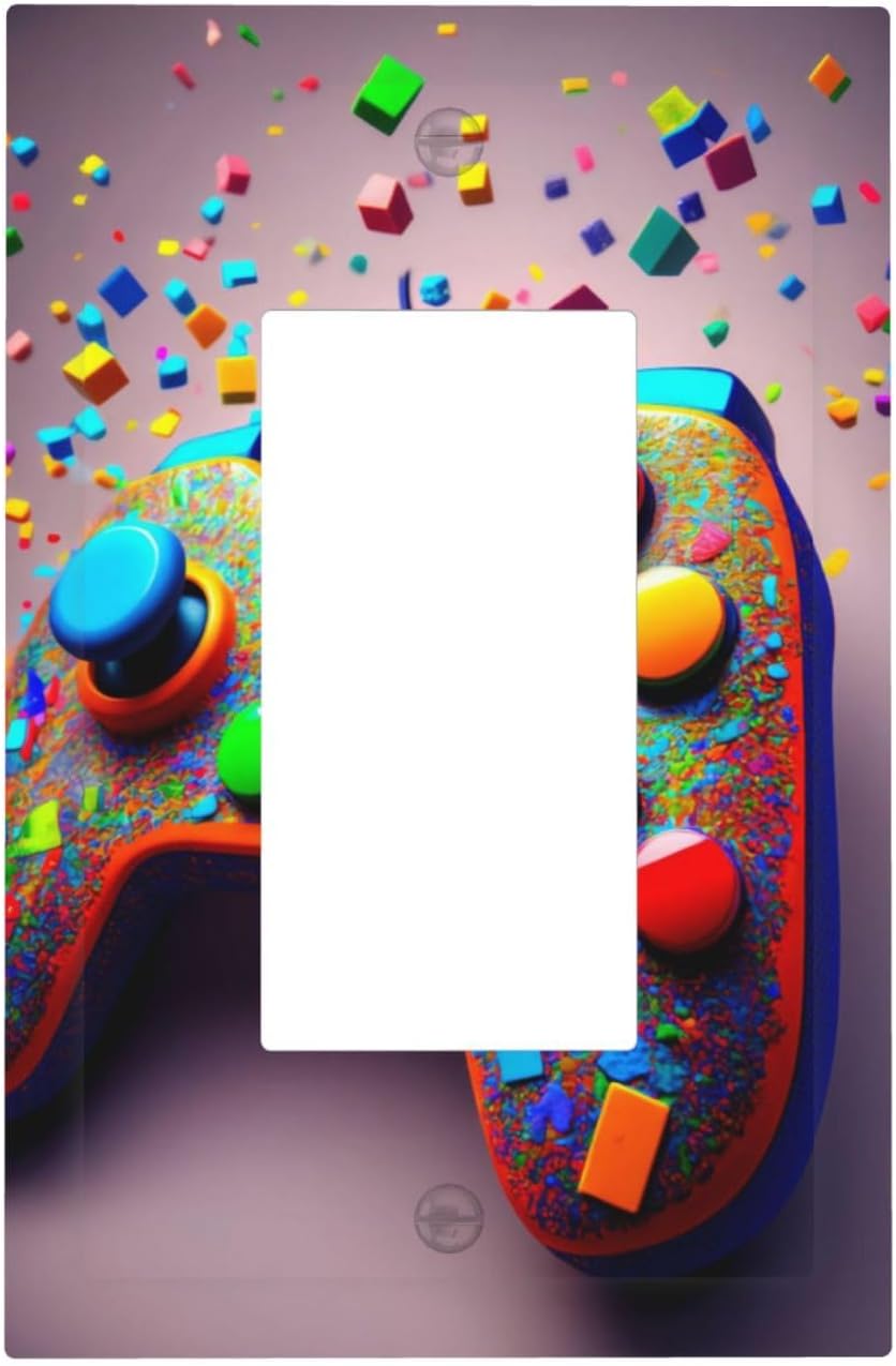 Videos Game Controller 1 Gang Single Rocker Decorative Light Switch Covers Electrical Faceplate Switchplates for Bathroom Kitchen Home