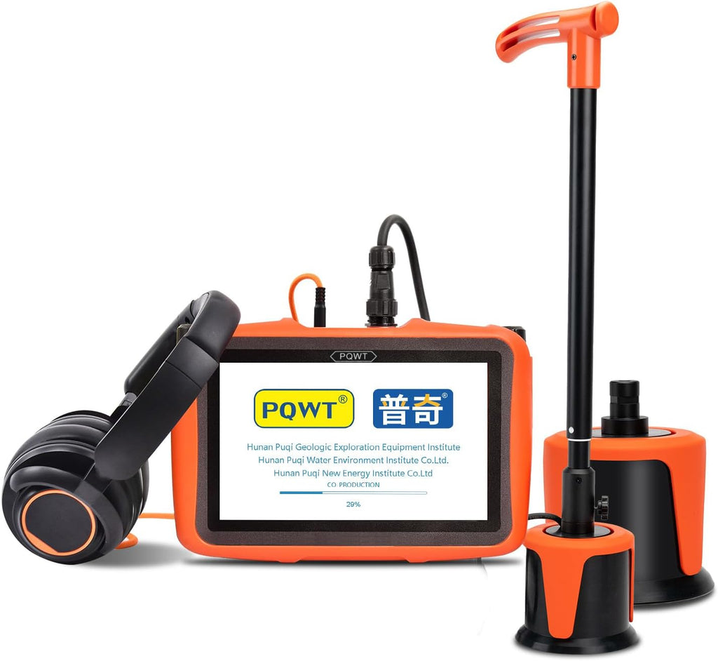 PQWT L6000 Acoustic Water Leak Detector for Outside Ground and Wall Water Pipeline Leakage Detection Kit Multi Sensor Professional Noise Reduction Headphone Smart Touchscreen Aluminum Carry Case