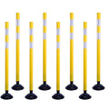 8 Pack Traffic Delineator Posts – High Visibility Reflective Safety Cones with Spring Base for Roadway, Parking, Garage, Construction Zones (Yellow, 48 Inch)