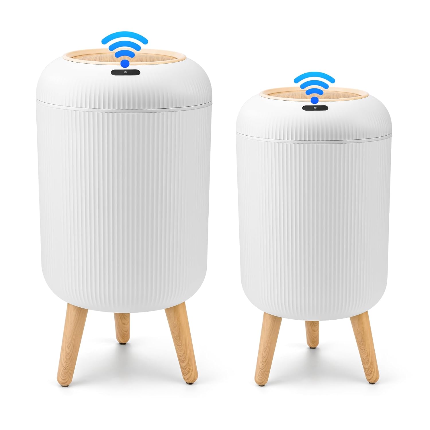Pukomc 2 Pack Automatic Trash Can 12L /3 Gallon and 10L /2.64 Gallon Bathroom Trash Bin with Lid Touchless Small Smart Motion Sensor Garbage Cans for Kitchen, Bathroom,Living Room and Bedroom