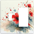 Vintage Floral Red Watercolor Modern Outlet Covers 1 Toggle 1 Rocker Combination Light Switch Cover Plate Decorative Wall Plate Electrical Switch Plates for Bedroom Bathroom Decor