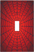 Red Spider Web Black Line Simplicity Decorative Light Switch Cover 1 Gang Single Toggle Device Electrical Faceplate Switchplates Decorator Outlet Wall Plate For Kids Room Home Decor