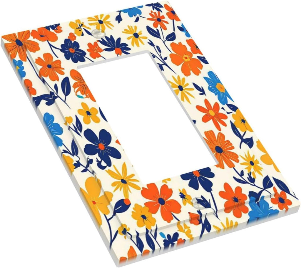 Nature Flowers Botany Plant Art Floral Decorative Outlet Covers 1 Gang Single Rocker Light Switch Cover Plate Wall Plates GFCI Faceplate for Bedroom Bathroom Decor