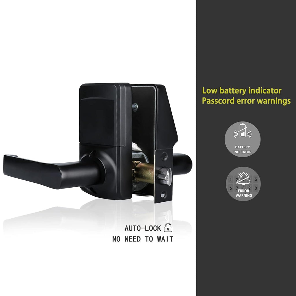 Keypad Door Lock with Handle, Digital Door Lock with Keypad Set,Keyless Entry Door Locks with Handle-IC Card and Anti-peep Password- Easy Installation for Home, Hotel-Matte Black-2PACK Set