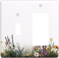 Outlet Covers White Background Colorful Flowers Plants Green Leaves 1 Toggle 1 Rocker Combo Light Switch Cover Plate Decorative Switch Plate Covers Electrical Wall Plate for Bedroom Home Decor