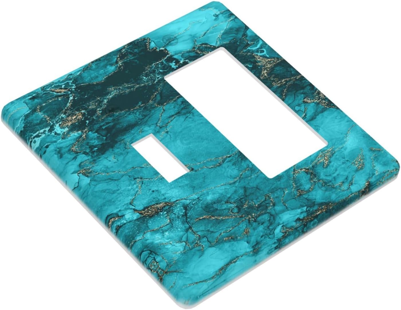 Decorative Outlet Covers Modern Abstract Turquoise Blue Marble Texture 2 Gang 1 Gang Wall Plate Single Toggle Rocker Light Switch Covers Switch Plate Cover for Bathroom Home Decor