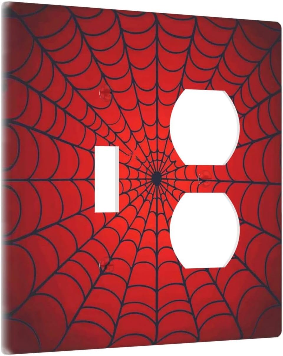 Red Spider Web Black Line Simplicity Wallplates 1 Toggle 1 Duplex Switch Plate Electrical Gfci Faceplate Decorative Light Switch Covers For Kids Room Home Decor