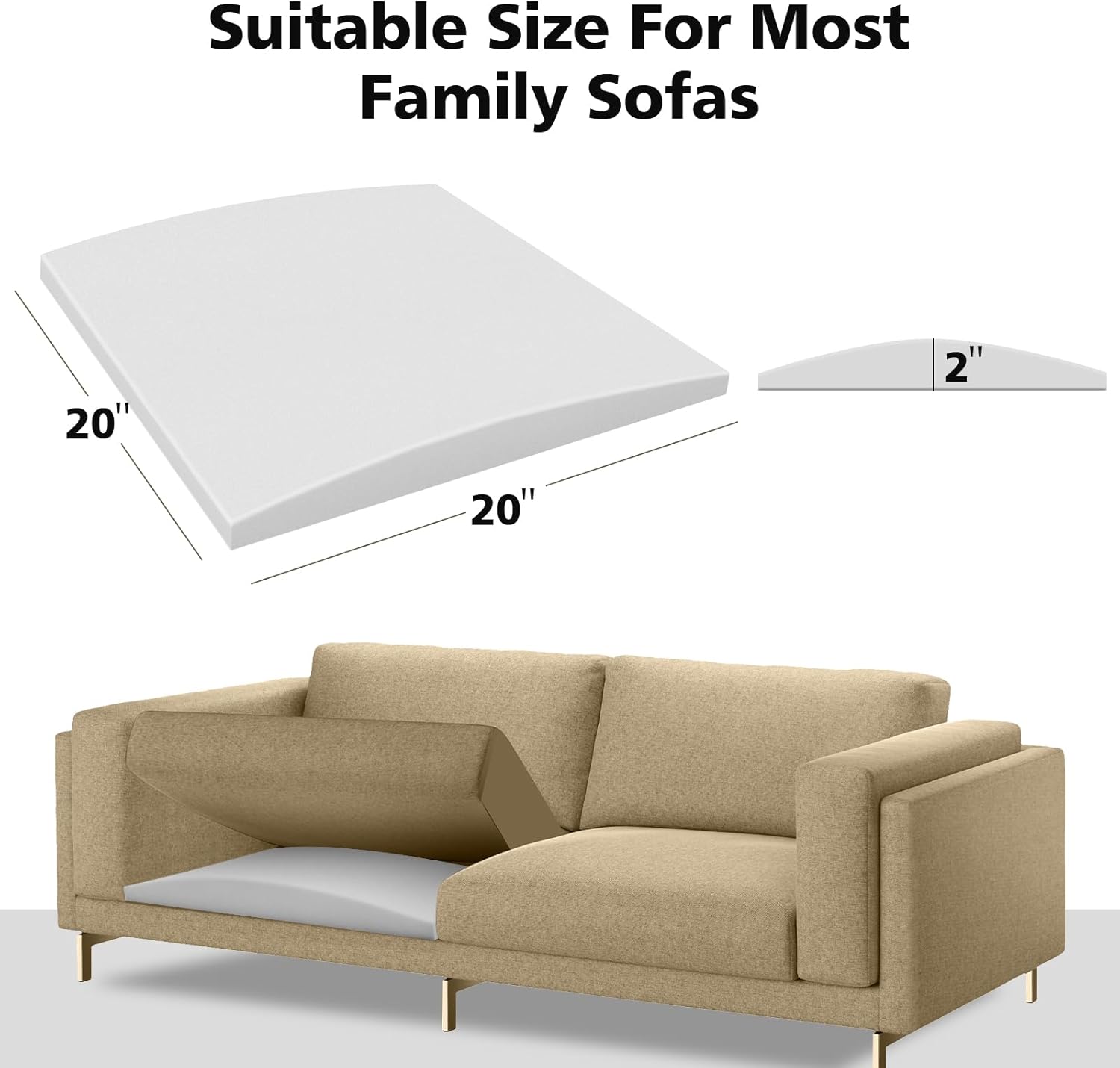 Couch Cushions Support for Sagging Seat -20"X 20"Curved Foam Sofa Cushion Support Board,Grey Couch Supporterfor Under The Cushions,Set of 3