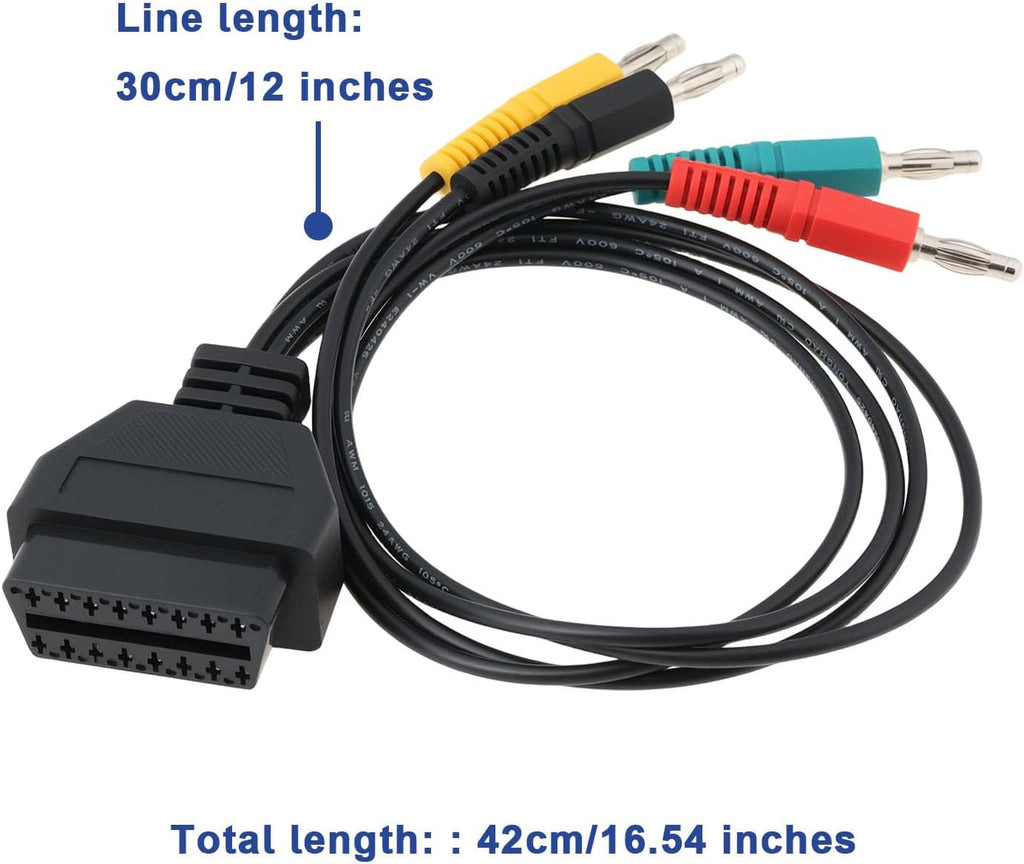 ECSiNG Car 16 Pin OBD2 Female to 4mm Banana Plug Adapter Cable 30cm for KTS Professional Systems and Pre-OBD Multiplexer System