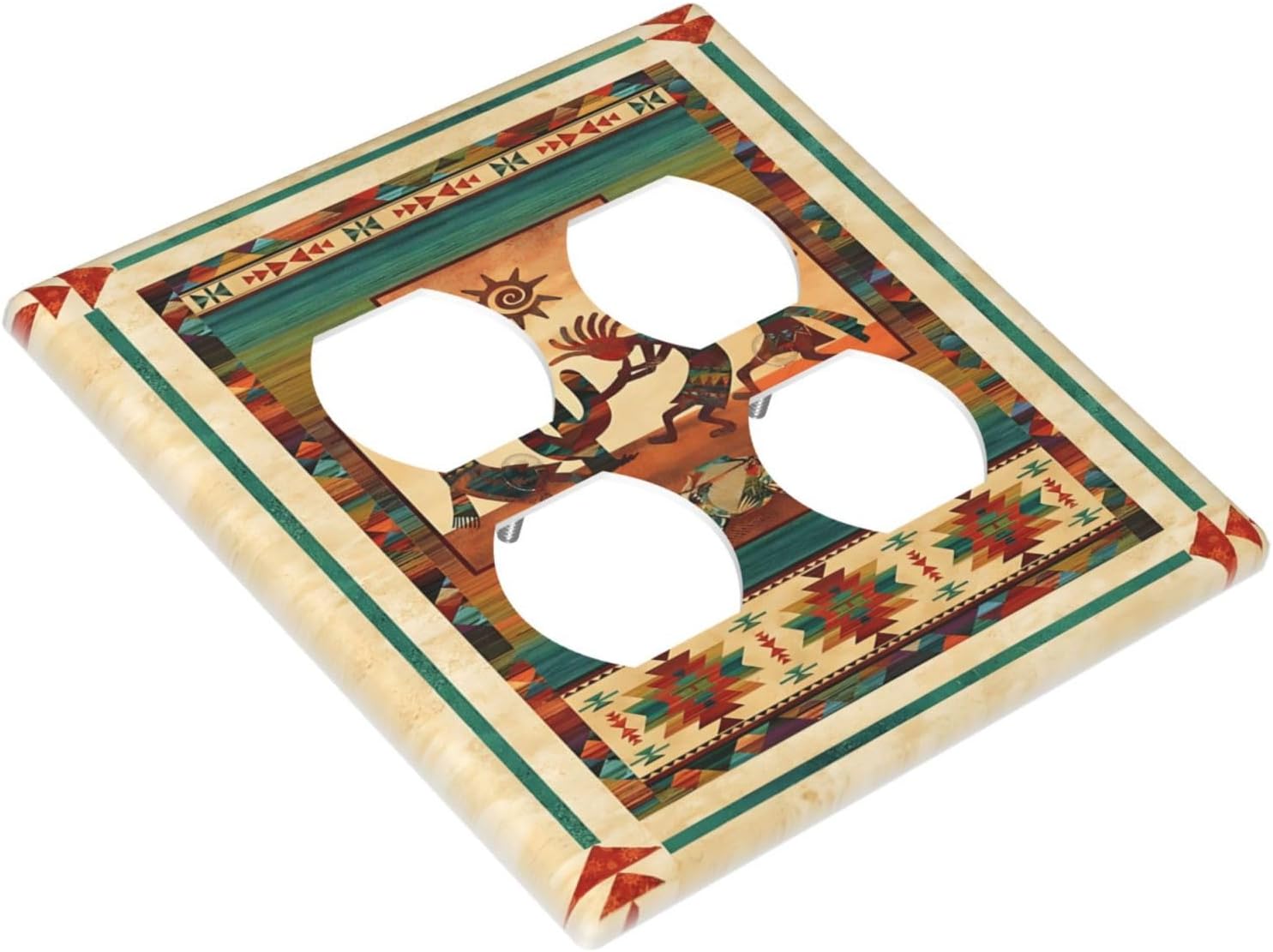 Decorative Outlet Covers Native American African Afro 2 Gang Wall Plate Double Duplex Light Switch Cover Switch Plate Covers Faceplate for Home Bedroom Decor