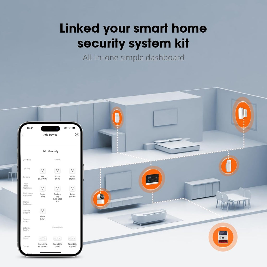 LWOHSI Alarm Systems with 4.3" Large Fulltouch Screen,4G SMS/Tuya APP Alert,Wireless Home Security Alarm Kits,Door Alarm Sensors,120db Siren,Remote,Work with Alexa and Google for Villa,Apartment