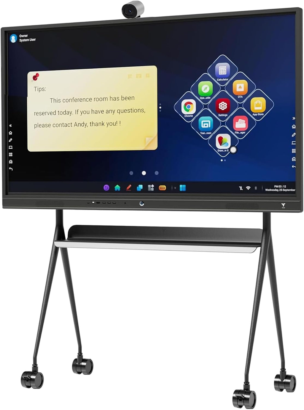 TIBURN R2 75" 4K UHD Smart Board | Smart Digital Whiteboard with TIBURN HQ Eyes S2, 4K Webcam Built-in Mic Auto Framing Auto Tracking