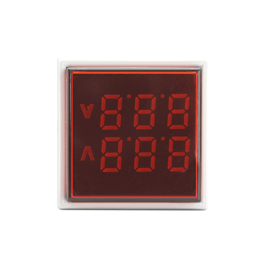 LED Voltage Display Panel Mount Volt Amp Meter, AD101-22VAMS 22mm Square Voltmeter and Ammeter, AC50-500V Voltage and 0-100A Current Meter, Red (3 Pack)