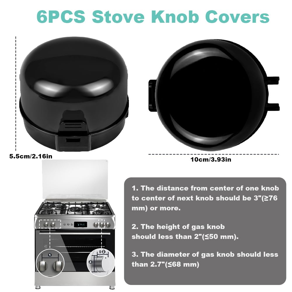 Press Gas Stove Knob Locks,6 Pack Stove Knob Safety Covers and 2 Pack Cabinet Door Child Lock with Strong Double-Sided Tape,Heat-Resistant Gas Stove Knob Protectors for Child Safety/Pet Safety