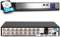 KERUI 16 Channel Security Recorder DVR Supports 5MP Hybrid 5-in-1 AHD/TVI/CVI/CVBS/IP Analog Camera DVR with Human Detection, Remote Access 24/7 Recording(Pre-Installed 2TB Hard Drive)