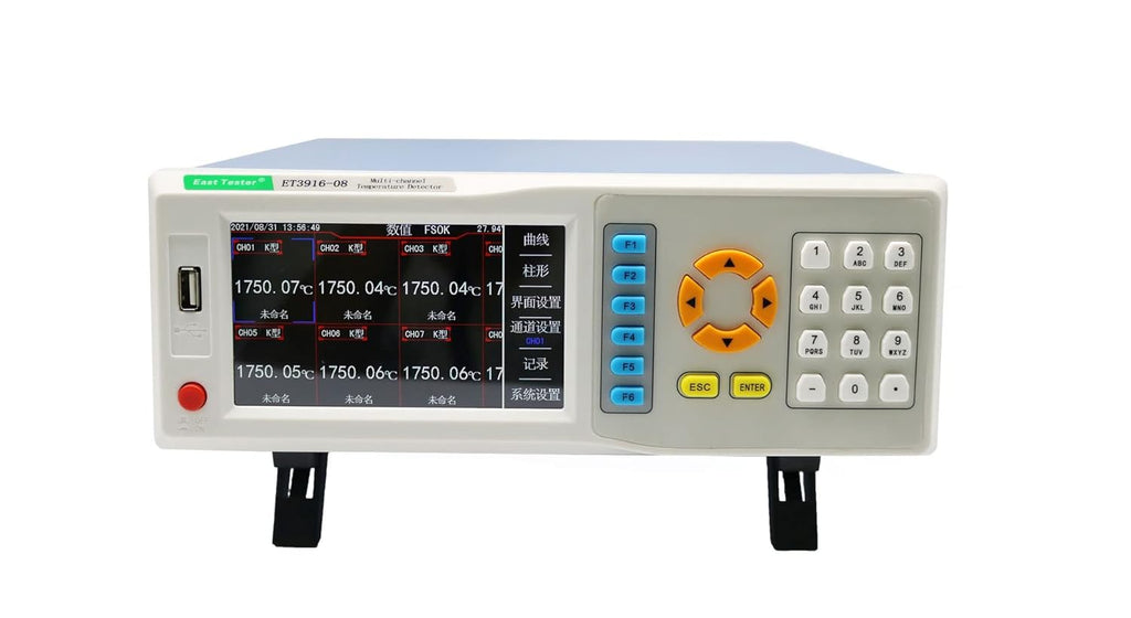 East Tester 8 Channels Temperature Recorder Temperature Data Logger 5 inches LCD Display Screen for Digital Show,ET3916-08T,Accuracy 0.02% FS,Resolution 0.01℃