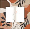 Decorative Outlet Covers Boho Botanical Orange Green Beige Minimalist 2 Gang Double GFCI Rocker Electrical Wall Panels Light Switch Cover Plate for Bedroom living Room Decor